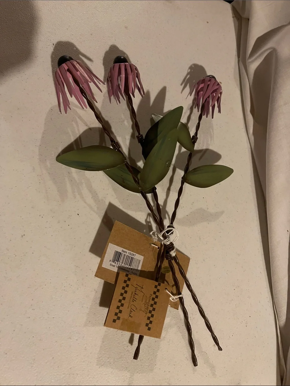 Metal Pink Faux Coneflower Stems
